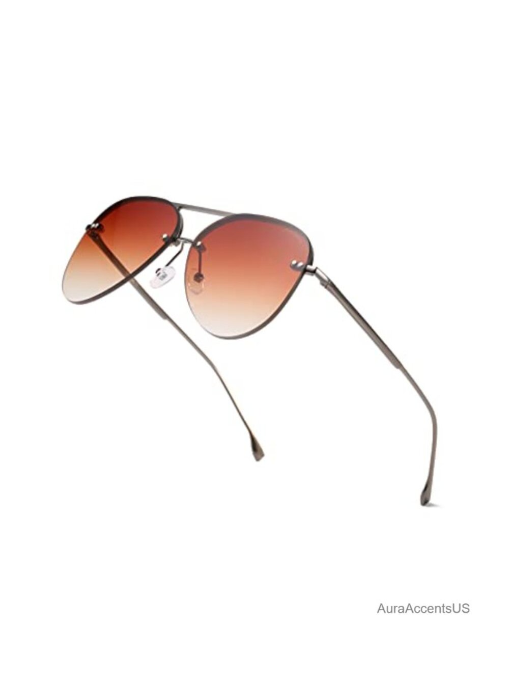 Rimless Aviator Oversized Sunglasses Gradient Mirrored UV400